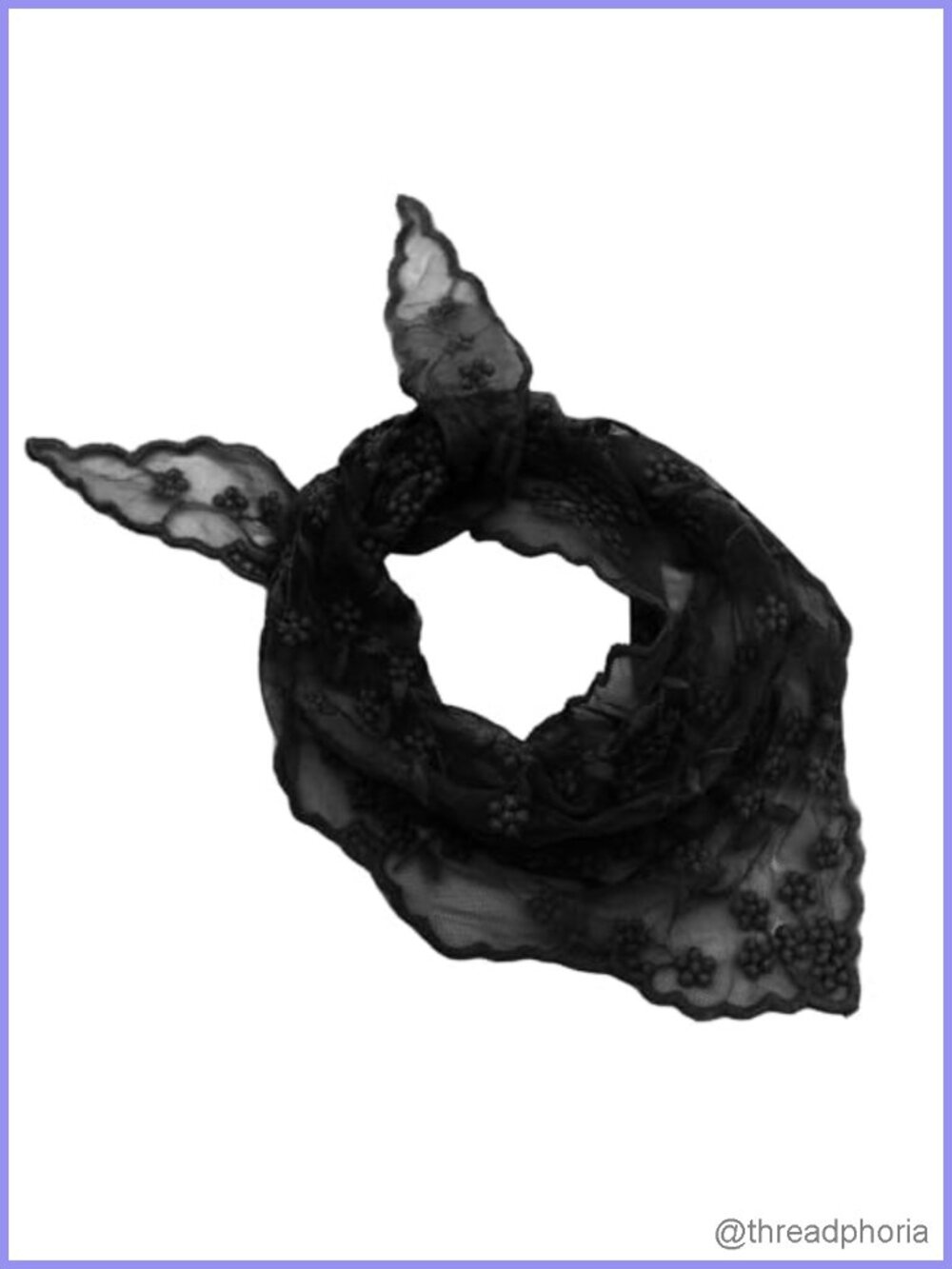 Lace Triangle Bandana Scarf Women Floral Embroidered Head Neck Wrap